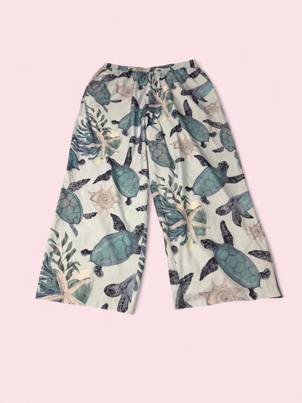 Wide Leg Sea Turtle Print Pants